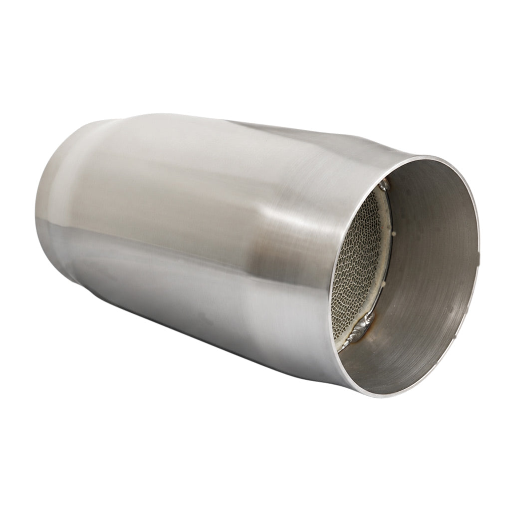 Universal Catalytic Converters - 2.5" to 4" 100/200 Cell Metallic Round Body, Brush Finish, 190mm Length