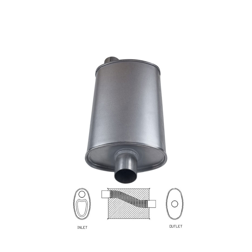 8" X 4" OVAL - 14" LONG O/C 2" MEGA FLOW