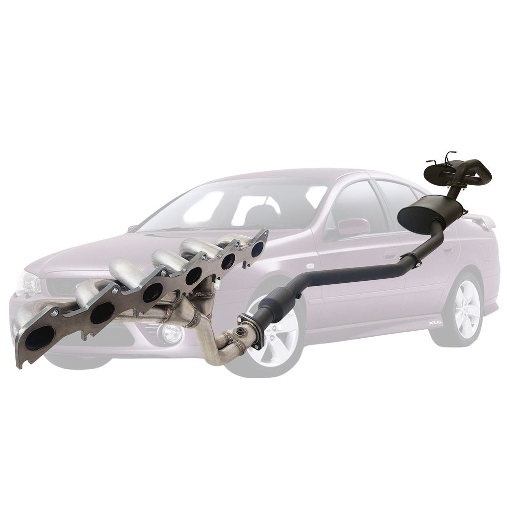 FORD FALCON BA BF XR6 SEDAN 2.5" EXHAUST WITH XPS EXTRACTOR & HIFLOW CAT, FRONT AND REAR MUFFLER
