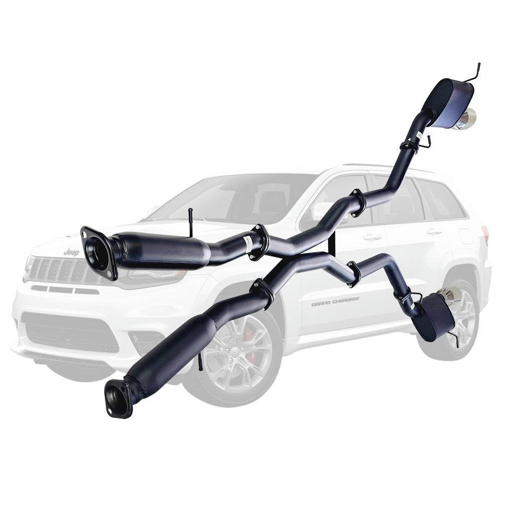 Twin 3 Inch Cat Back Exhaust With Centre Hotdogs For SRT Jeep Grand Cherokee 2012 to 2021 SS Tips