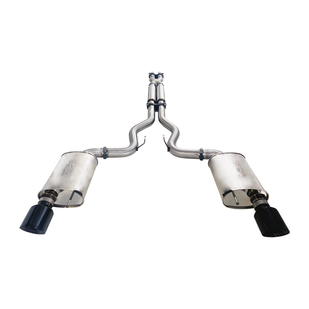 Ford Mustang FM 5.0l Coyote V8 GT Fastback Coupe 3" Twin Stainless Cat back Exhaust With Mufflers and Black Chrome Tips **Not Suitable For Convertibles**