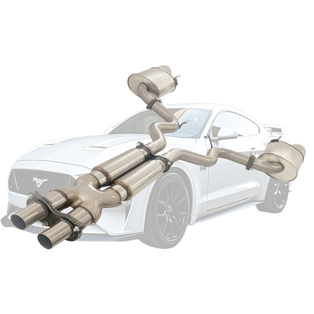 Ford Mustang FM 5.0l Coyote V8 GT Fastback Coupe 3" Twin Stainless Cat back Exhaust With Mufflers **Not Suitable For Convertibles**