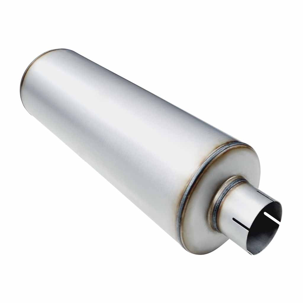8" BODY DIAMETER X 24" BODY LENGTH - 4" IN/OUT - GLASS PACKED BAFFLED - STAINLESS STEEL 409