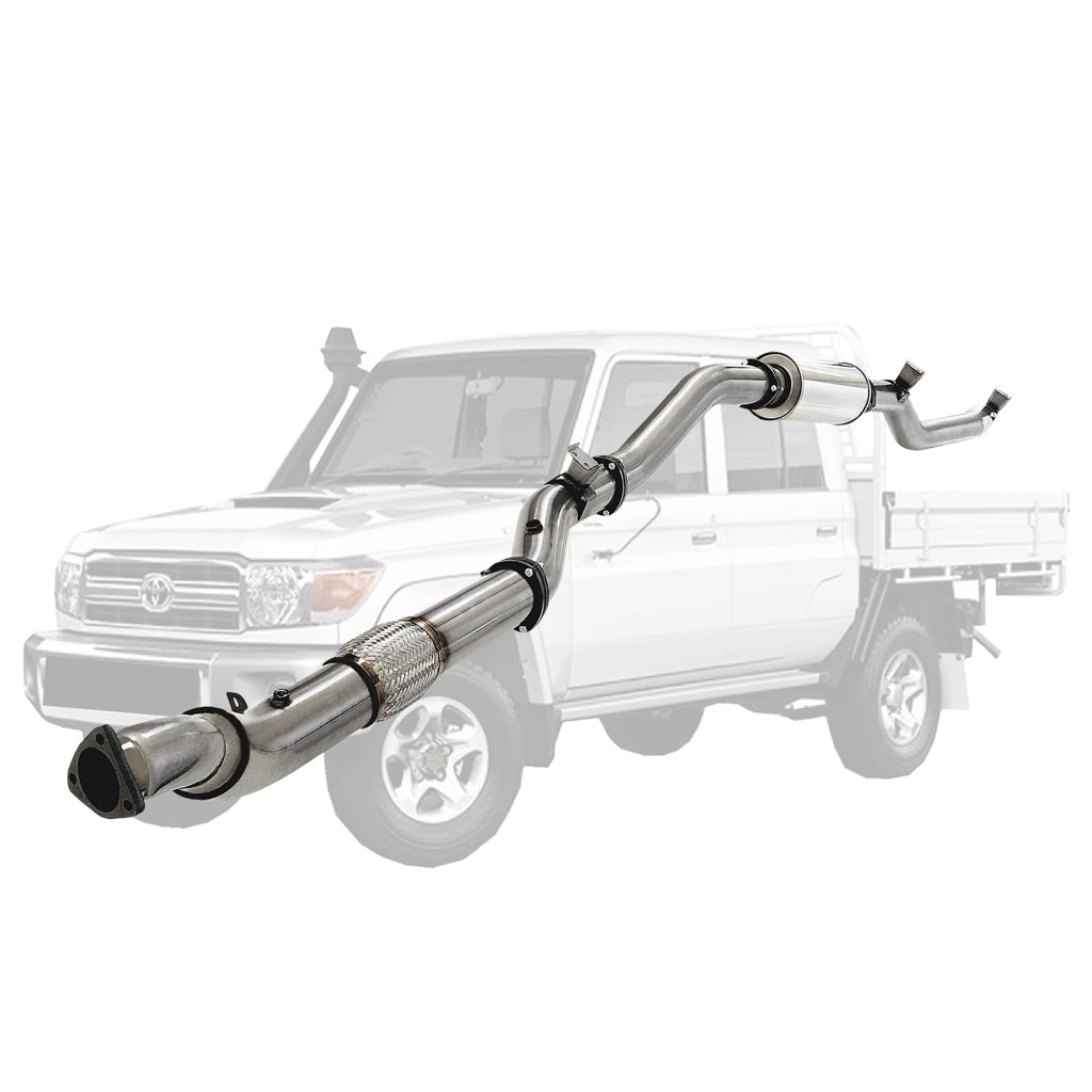 Toyota Landcruiser 79 Series VDJ79 UTE 4.5L V8 2016-On 4 Inch Stainless Turbo Back DPF Model Exhaust