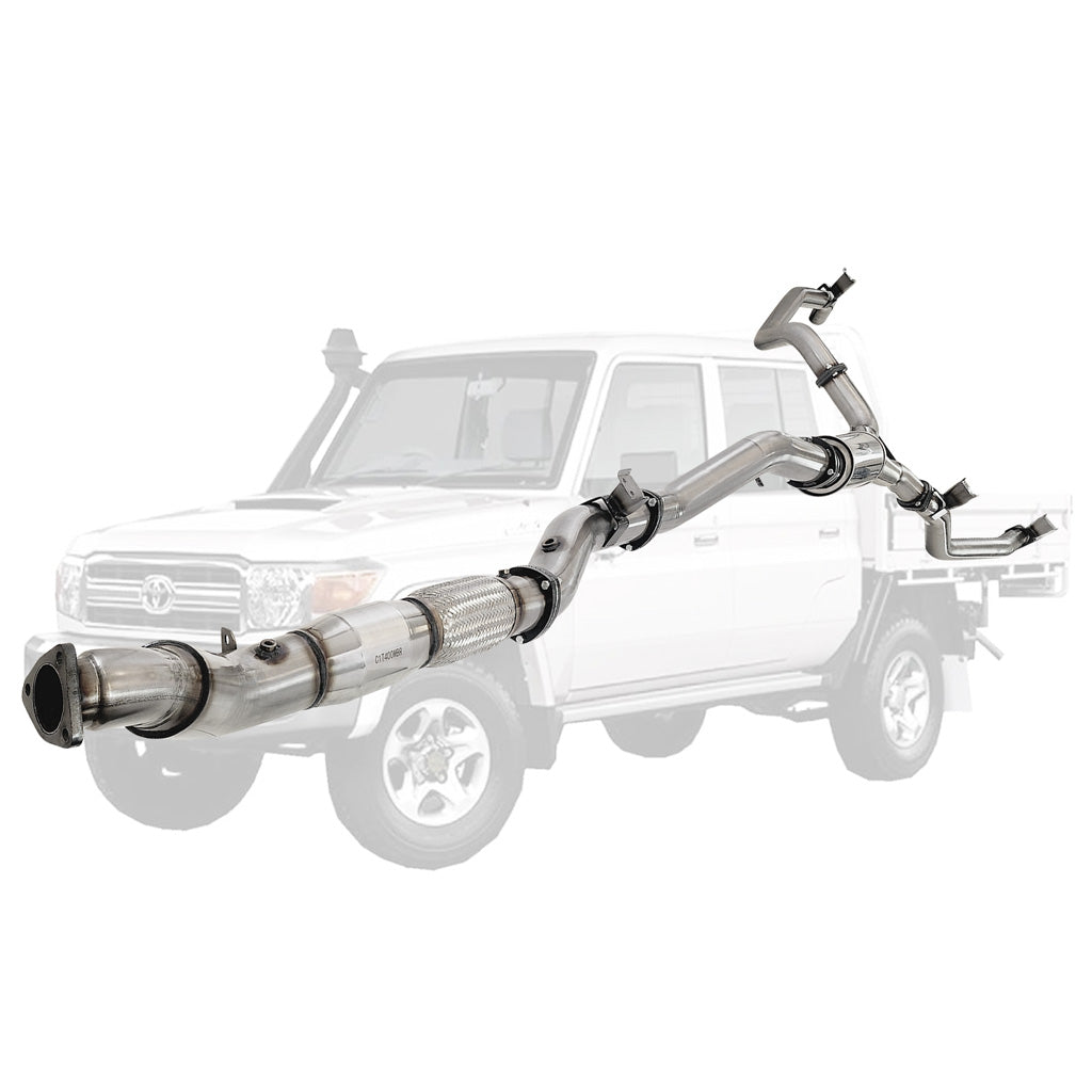 Toyota Landcruiser 79 Series VDJ79 4.5L V8 4 Inch Single into Twin 3 Inch Turbo Back DPF Delete