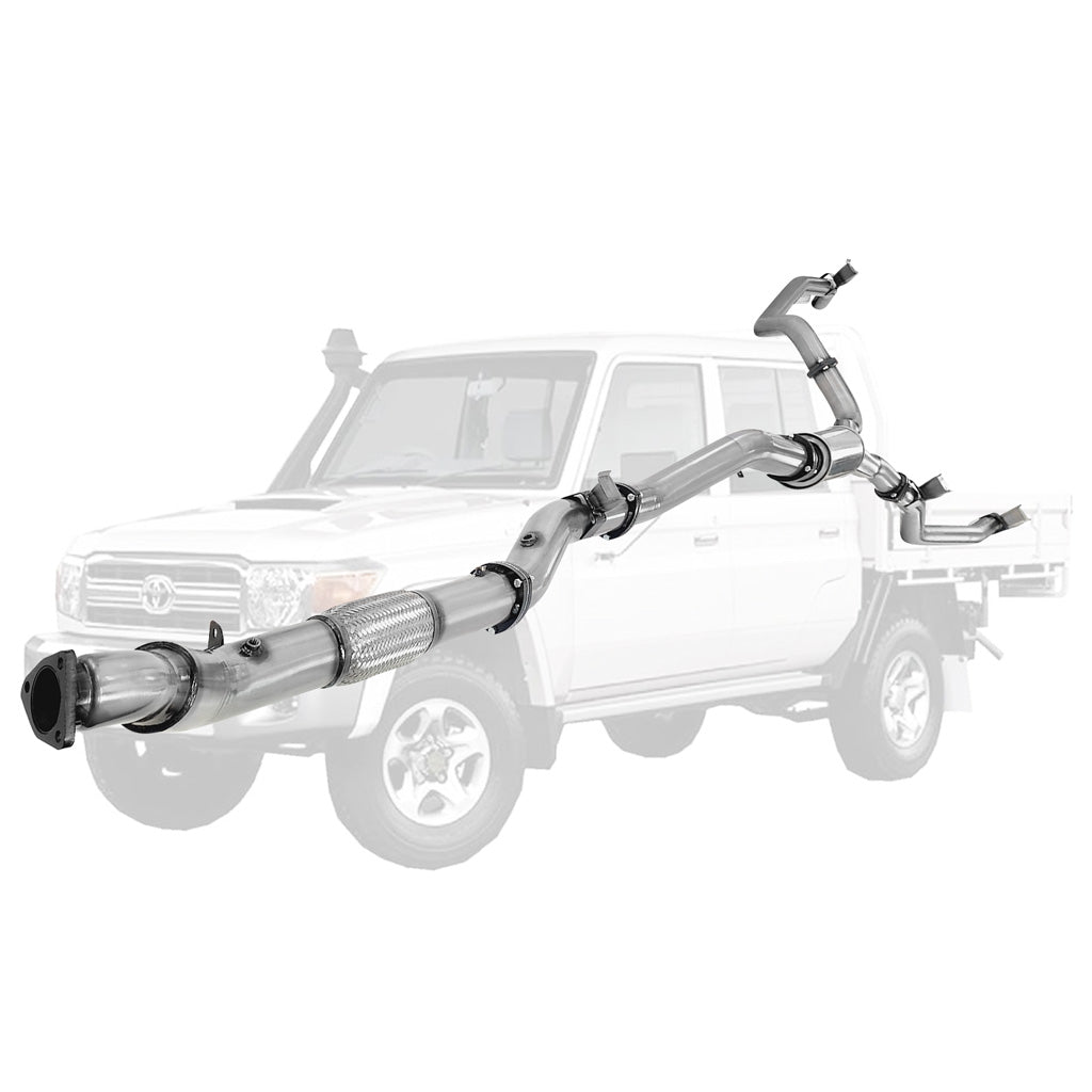 Toyota Landcruiser 79 Series VDJ79 4.5L V8 4 Inch Single into Twin 3 Inch Turbo Back DPF Delete