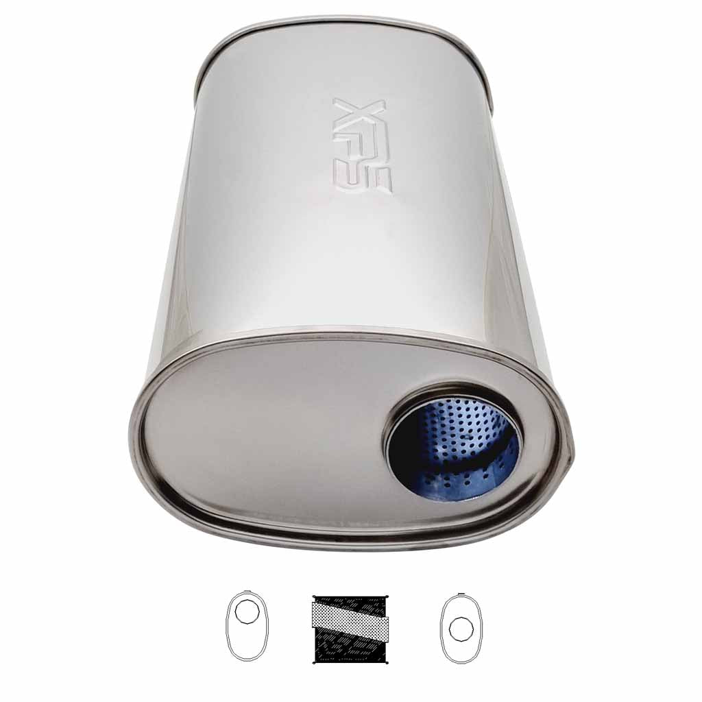 8" x 5" Offset/Centre Configurations Mufflers | Stainless 304 | Select Your Size Length and Internal Options