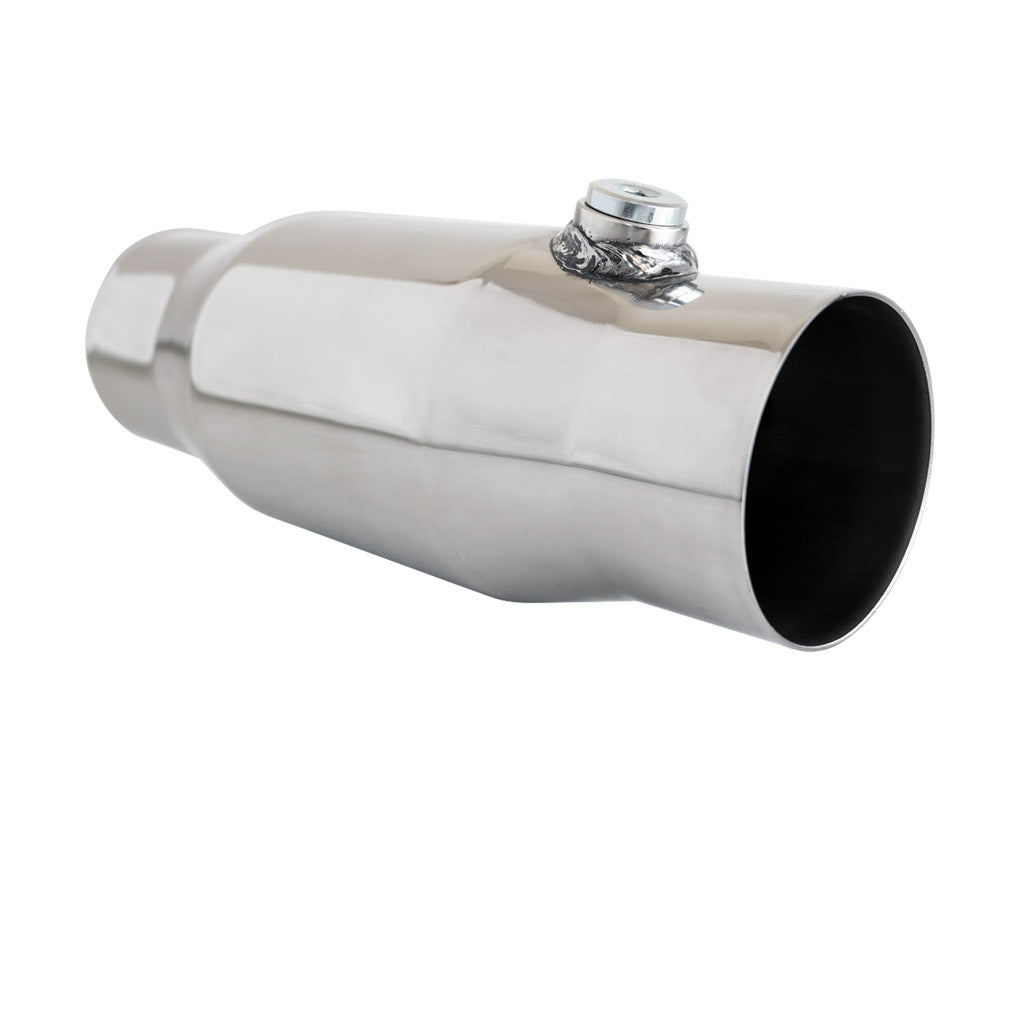 Universal High Flow Performance Catalytic Converter - 2" to 4" 100/200 Cell Round Metallic Core - Bullet Style with Oxy Sensor Provision