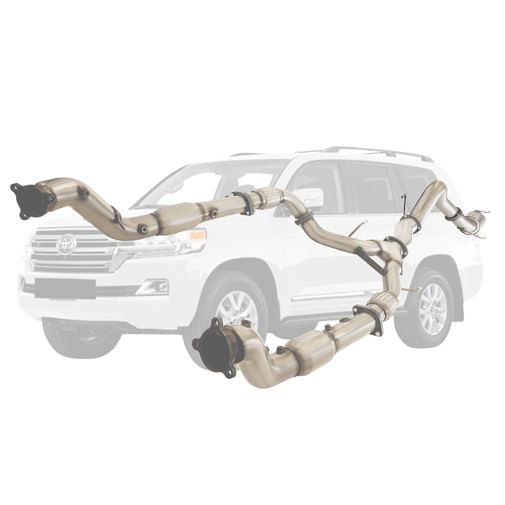 Toyota LandCruiser 200 Series 4.5L (2016-On) Twin 3" to Single 4" Stainless Steel Turbo Back DPF Delete Exhausts