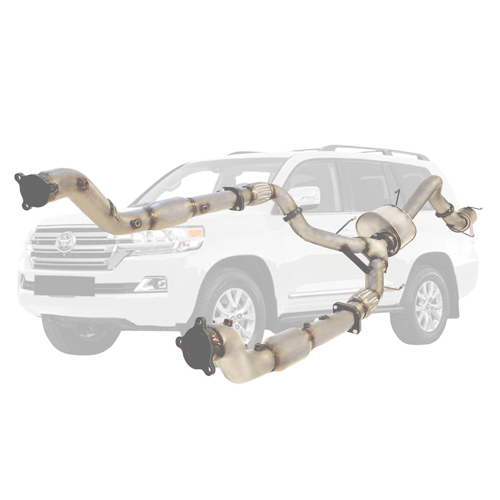 Toyota LandCruiser 200 Series 4.5L (2016-On) Twin 3" to Single 4" Stainless Steel Turbo Back DPF Delete Exhausts