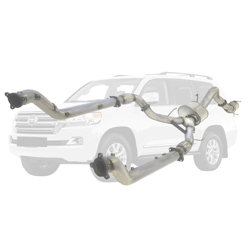 Toyota LandCruiser 200 Series 4.5L (2016-On) Twin 3" to Single 4" Stainless Steel Turbo Back DPF Delete Exhausts