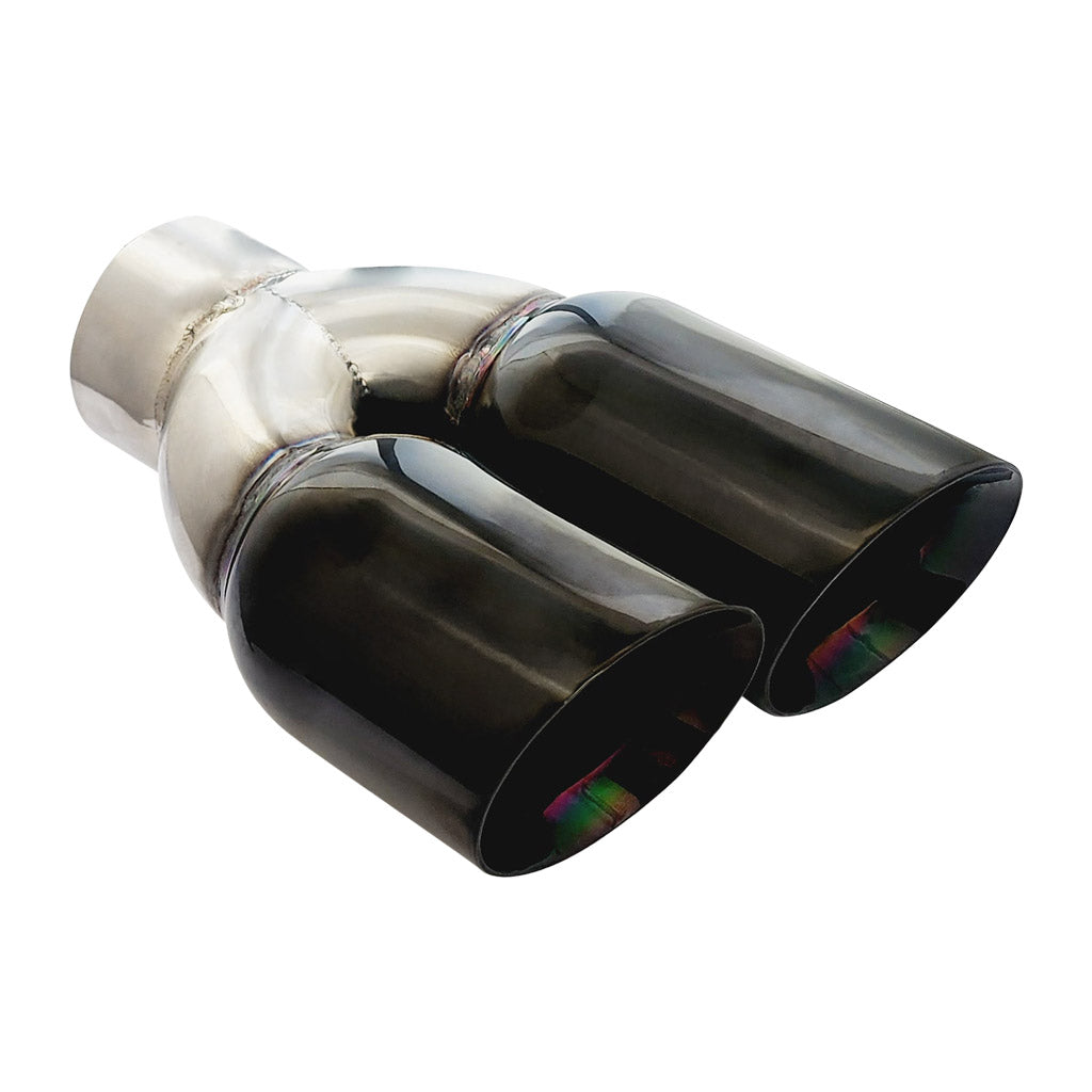 Angle Tapered Y-Piece Inner Cone Dual Wall 3" In 2 x 3 1/2" Out 10" LHS Long Stainless 304 Black Chrome TIP