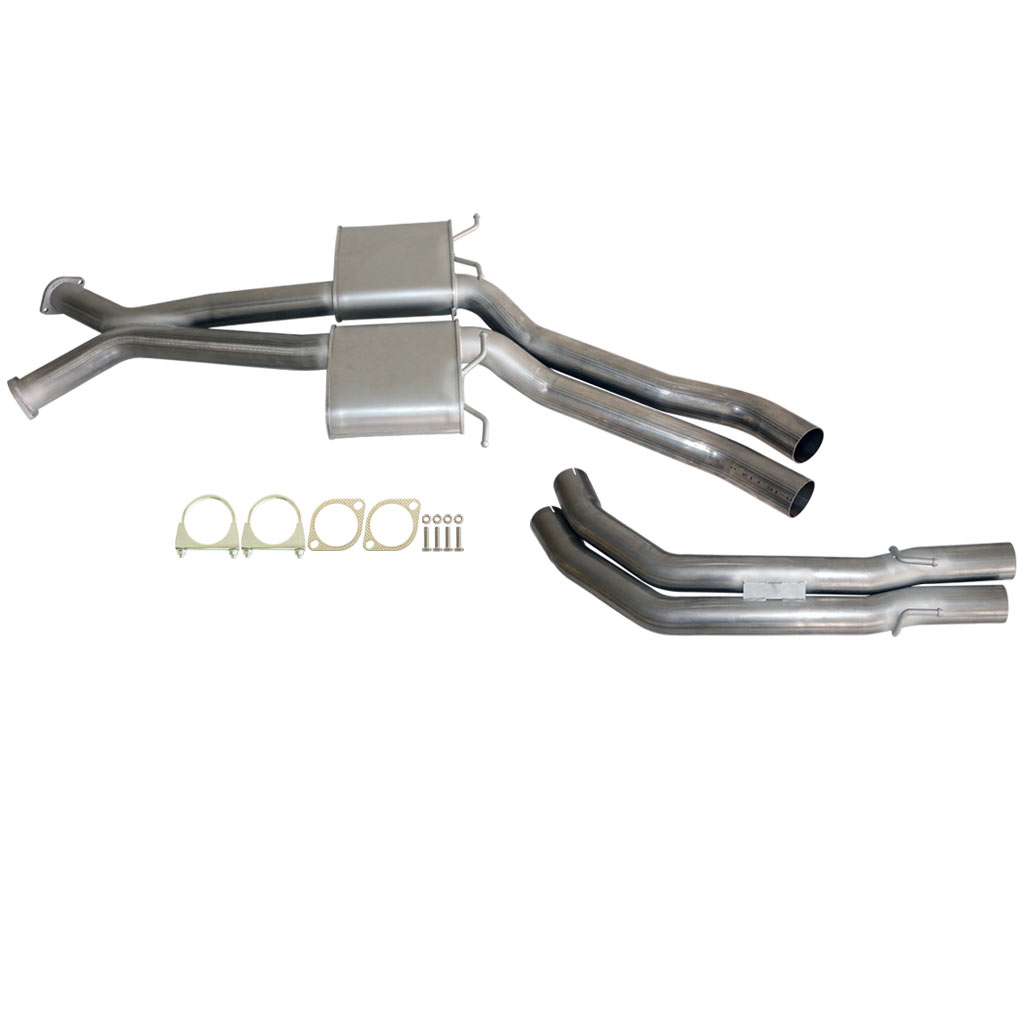 HOLDEN COMMODORE VT-VZ V6 & V8 SEDAN TWIN 3" KIT - INC XPIPE,EVERFLO MUFFLERS & TAILPIPE