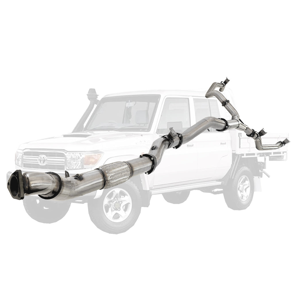 Toyota Landcruiser 79 Series VDJ79 4.5L V8 4 Inch Single into Twin 3 Inch Turbo Back DPF Delete