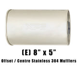 8" x 5" Offset/Centre Configurations Mufflers | Stainless 304 | Select Your Size Length and Internal Options