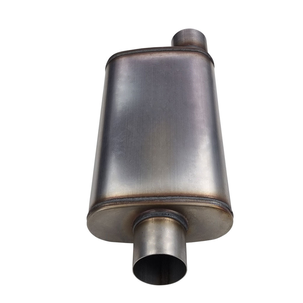 10" x 4" Offset/Centre Welded (F) Configurations Mufflers | Stainless 409 | Select Your Size Length and Internal Options