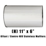11" x 6" Offset/Centre Configurations Mufflers | Stainless 409 | Select Your Size Length and Internal Options