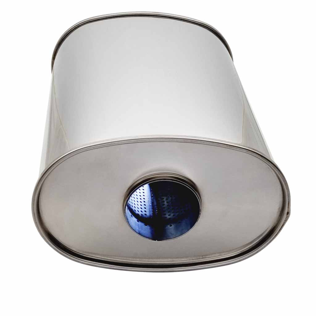 10" X 6 1/2" Oval - 14" Long 2 1/2" In, Twin Out 2 1/4" YP Internal G/Packed No Stubs 304 Stainless Steel