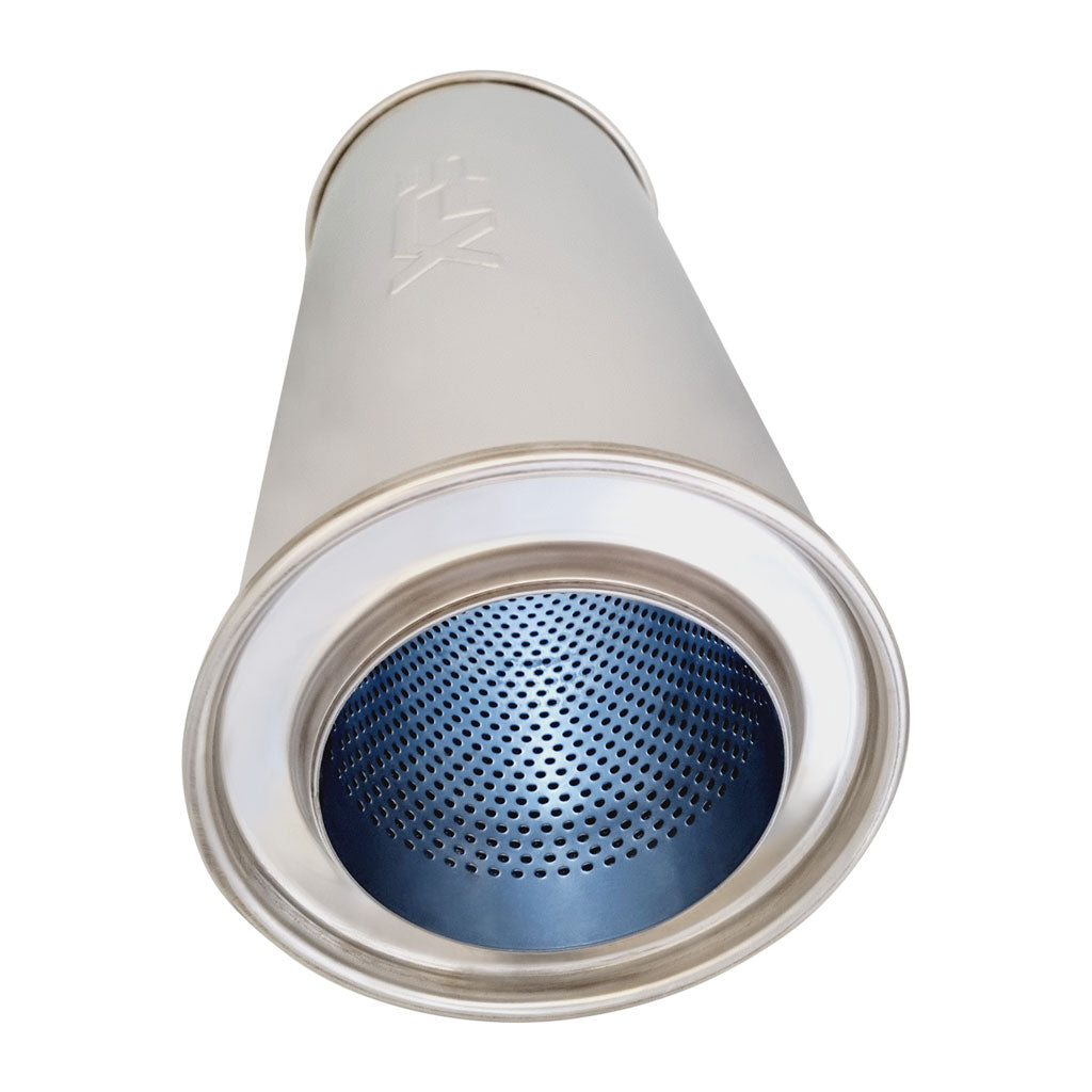 4 Inch CC 6" x 14" Long Round 304 Stainless Steel Muffler Straight Through