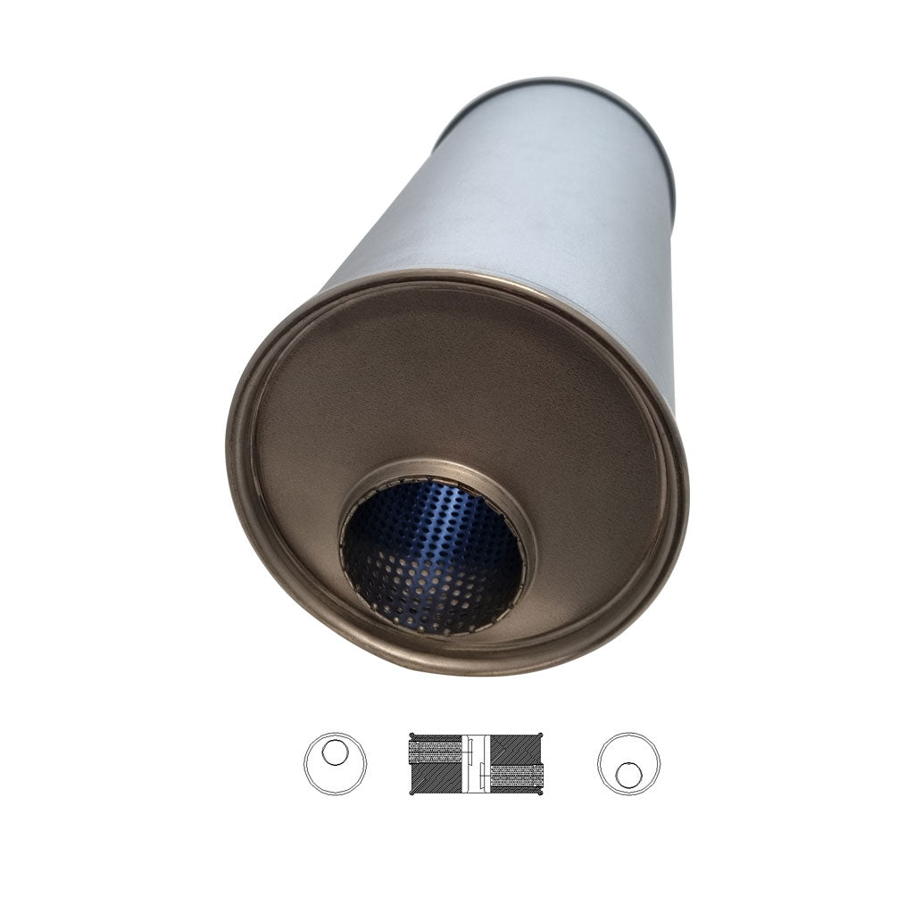 6" Round Offset/Offset Configurations Universal Mufflers | Aluminised | Select Your Size Length and Internal Options