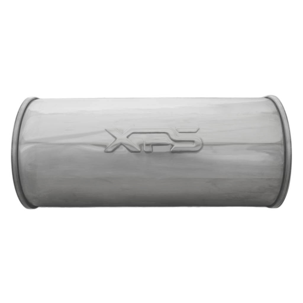 6" ROUND - 14" LONG 3" C/C POLISHED 304 STAINLESS STEEL STRAIGHT THROUGH MUFFLER