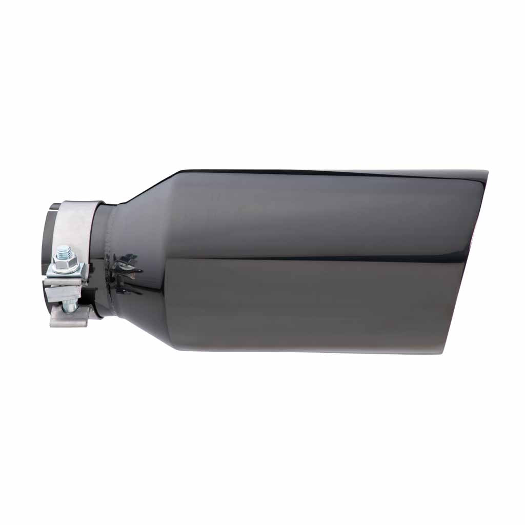 Angle Cut Inner Cone RC 3" In 5" Out 12" Long SS304 Black Chrome Finish Clamped Tip