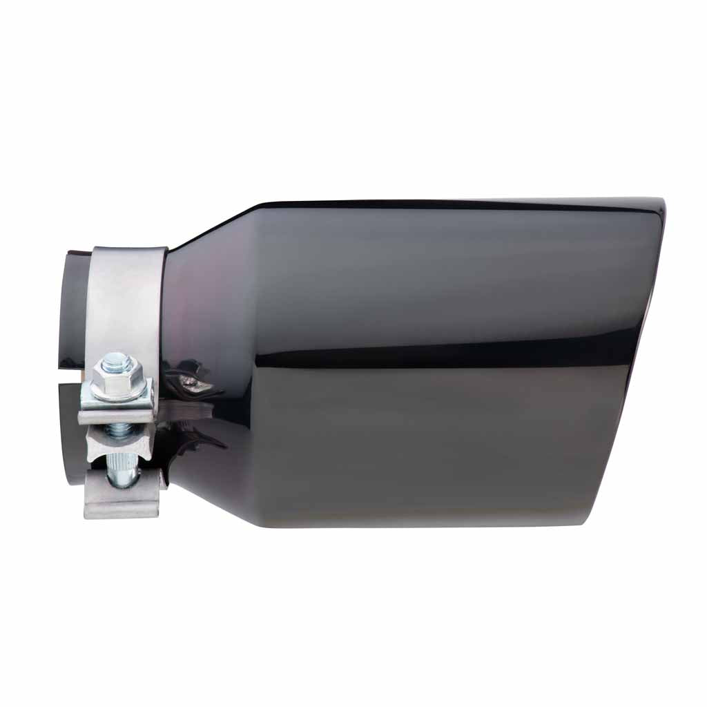 Angle Cut Inner Cone RC 3" In 4 1/2" Out 8" Long SS304 Black Chrome Finish Clamped Tip