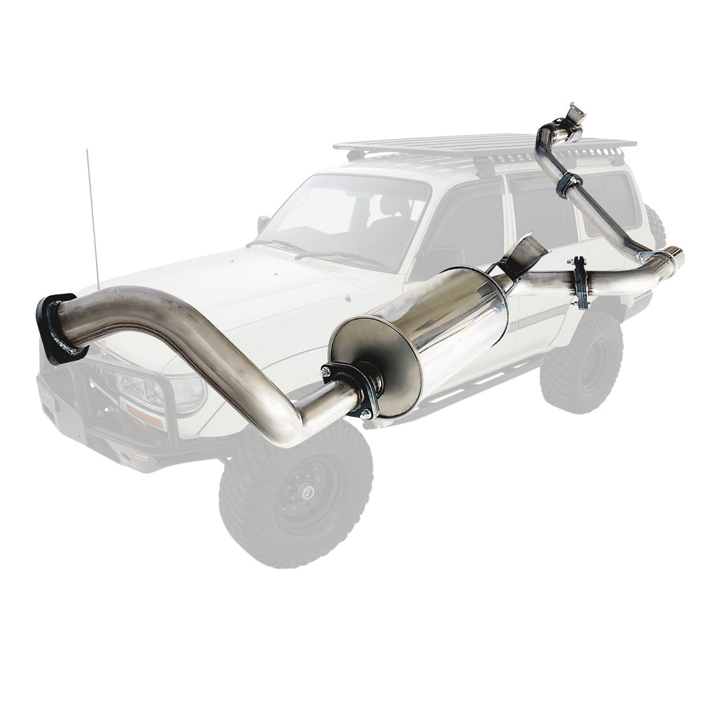 TOYOTA LANDCRUISER 80 SERIES FZJ80R 4.5L PETROL  92 - 98 - 2 1/2"  STAINLESS STEEL KIT WITH MUFFLER AND HOTDOG