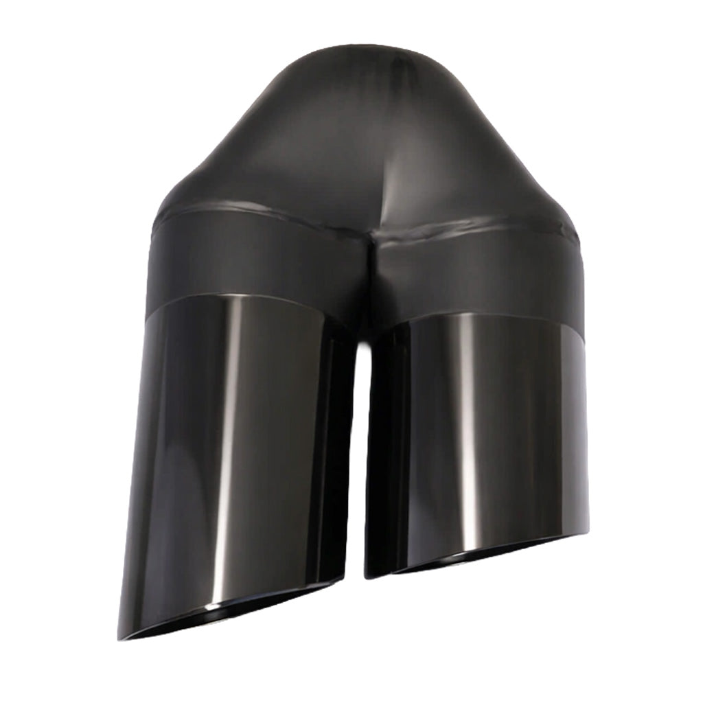 Angle Cut Y-Piece Inner Cone Black Chrome 2 1/2" In 2x3" Out 9" Long RHS SS304 Tip