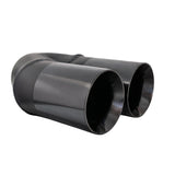 Straight Cut Tip Y-Piece Inner Cone Black Chrome 2 1/2" In 2 x 3 1/2" Out 9" Long Stainless