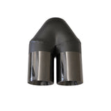 Straight Cut Tip Y-Piece Inner Cone Black Chrome 2 1/2" In 2 x 3 1/2" Out 9" Long Stainless