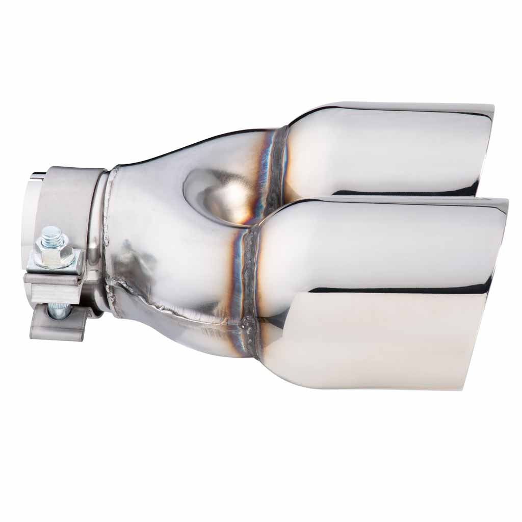 Angle Cut Y-Piece inner Cone Taper Stepped 2 1/2" In 2 x 31/2" Out 9" Long RHS SS304 Clamped Tip