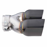 Angle Cut Y-Piece inner Cone Taper Stepped 3" In 2 x 31/2" Out 9" Long RHS SS304 Black Chrome Finish Clamped Tip