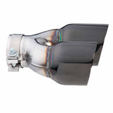 Angle Cut Y-Piece Inner Cone Taper Stepped 3" In 2 x 4" Out 9" Long LHS SS304 Black Chrome Finish Clamped Tip