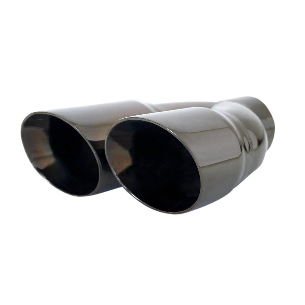 Angle Tapered Y-Piece Inner Cone Dual Wall 3" In 2 x 3 1/2" Out 10" RHS Long Stainless 304 Black Chrome TIP