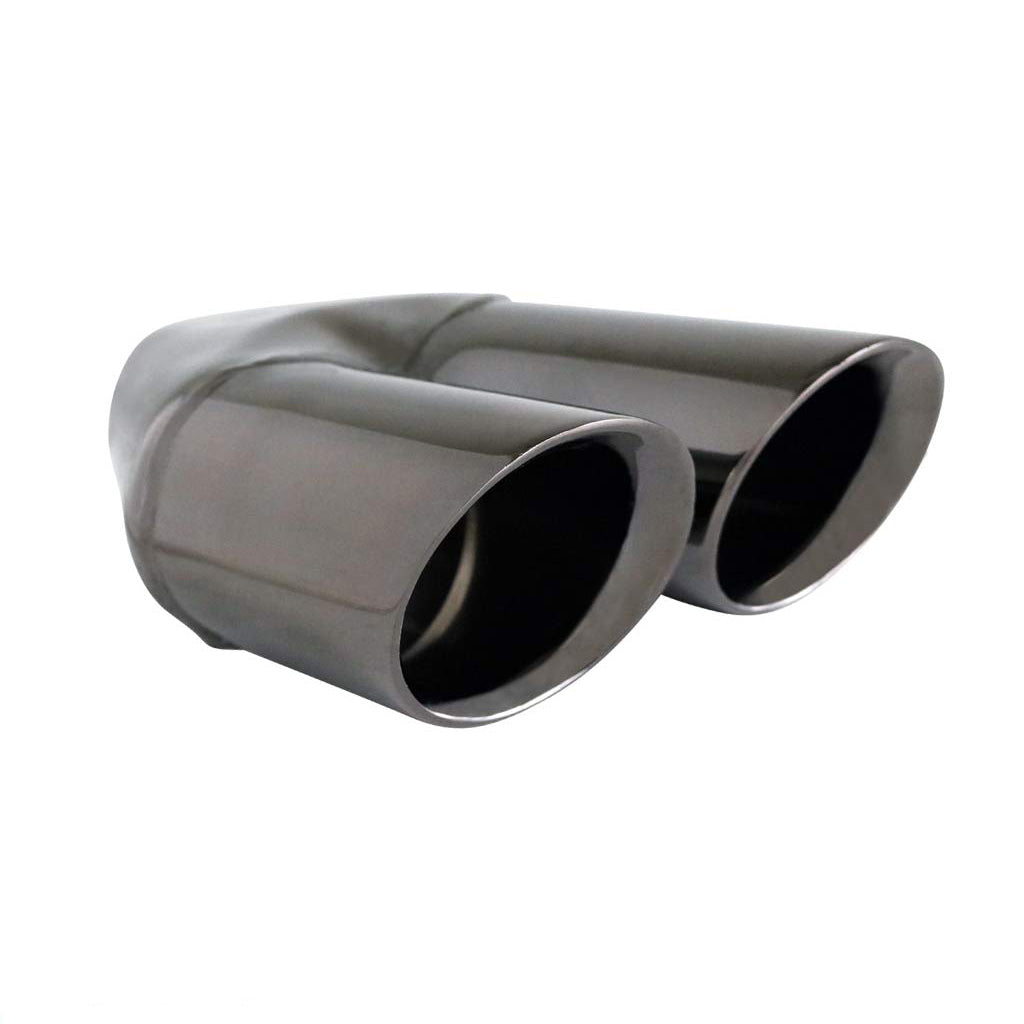 BLACK CHROME- TWIN DOUBLE WALLED EXHAUST TIP LHS 2.5'' INLET