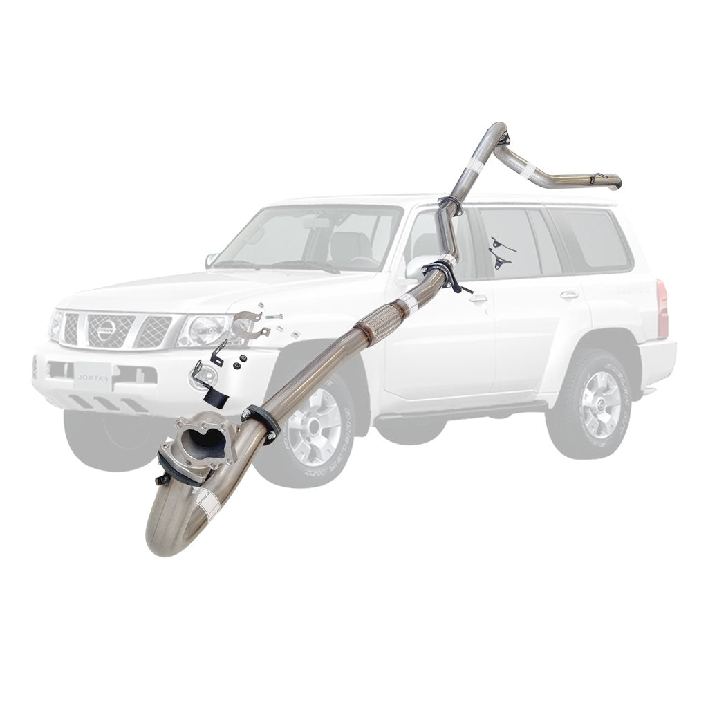 Nissan Patrol Y61 GU TD42 Wagon 3 Inch Turbo Back Exhaust with Stainless Cast Dump Pipe (Does not suit Coil Tower Braces)