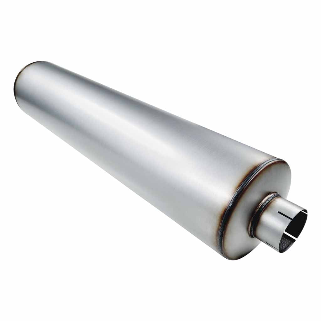 10" BODY DIAMETER X 44" BODY LENGTH - 4" IN/OUT - STRAIGHT THROUGH GLASS PACKED - STAINLESS STEEL 409