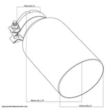 Angle Cut Inner Cone RC 3" In 5" Out 12" Long SS304 Clamped Tip