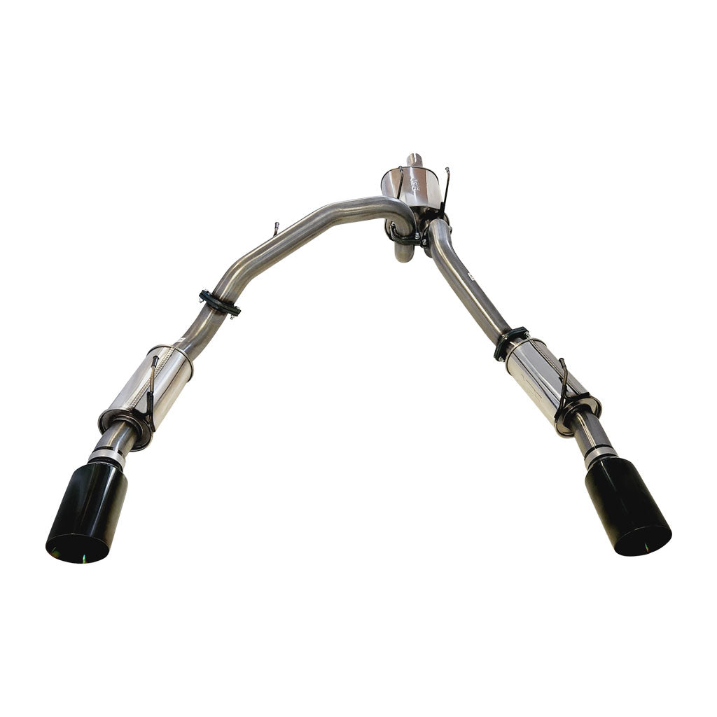 Ram 1500 DS Classic Stainless Steel Exhaust System - Twin 3 Inch Cat Back with 5 Inch Black Chrome Tips