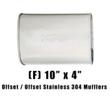 10" x 4" Offset/Offset Configurations Mufflers | Stainless 304 | Select Your Size Length and Internal Options