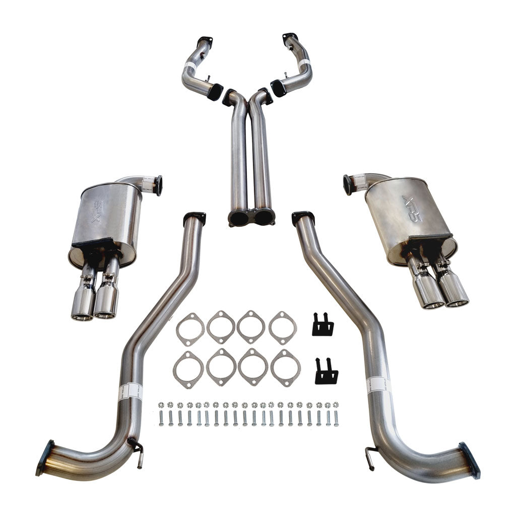 Commodore VE VF V6 V8 Sed Wag Twin 3" Stainless Steel Catback Exhaust X Pipe & Angle Cut Tips