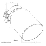 Angle Cut Inner Cone RC 3" In 4 1/2" Out 8" Long SS304 Clamped Tip