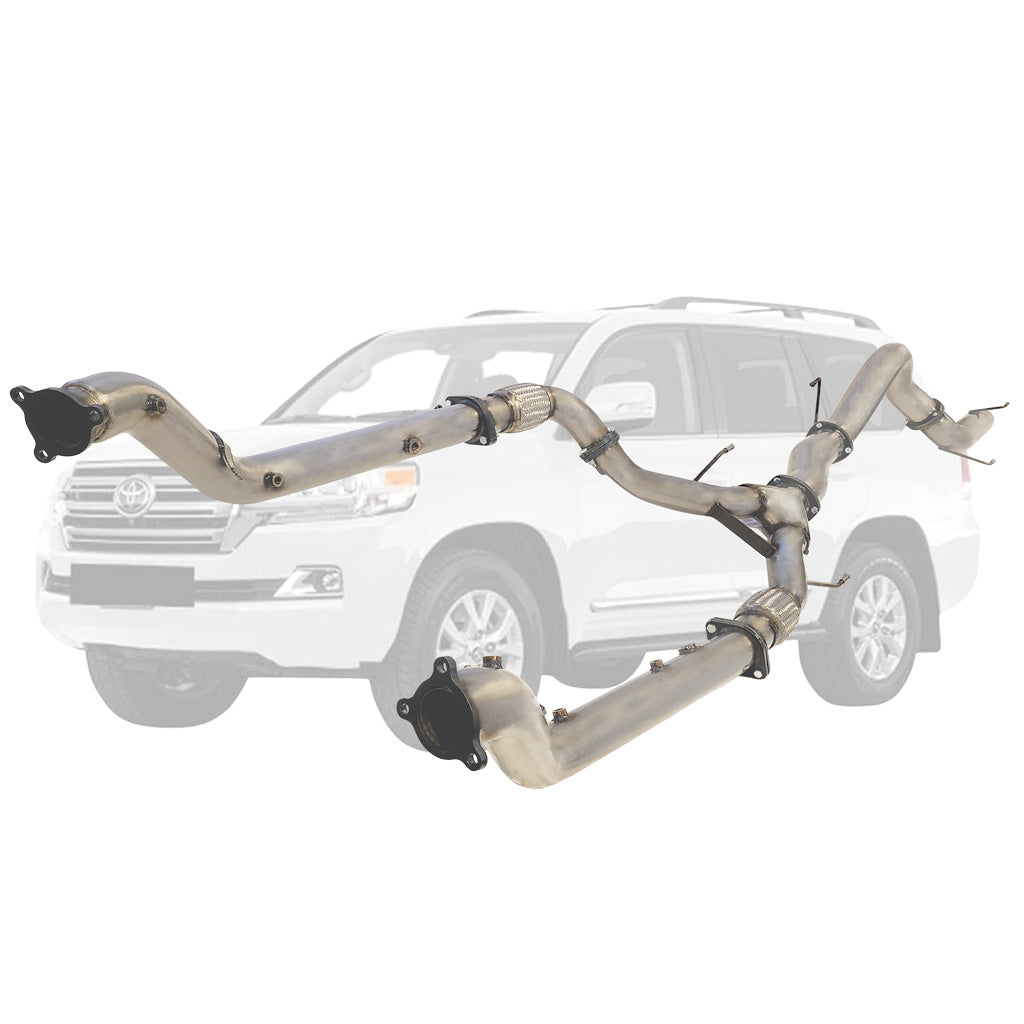 Toyota LandCruiser 200 Series 4.5L (2016-On) Twin 3" to Single 4" Stainless Steel Turbo Back DPF Delete Exhausts