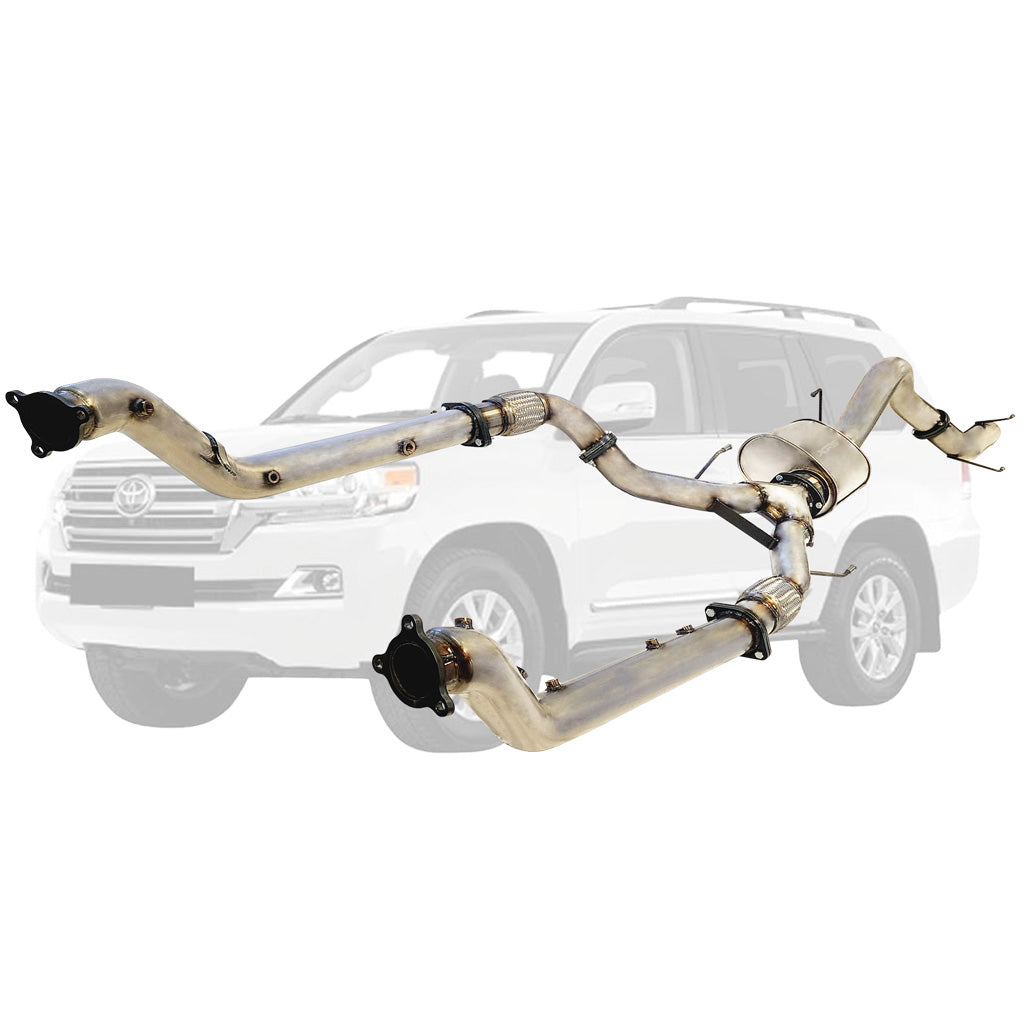 Toyota LandCruiser 200 Series 4.5L (2016-On) Twin 3" to Single 4" Stainless Steel Turbo Back DPF Delete Exhausts