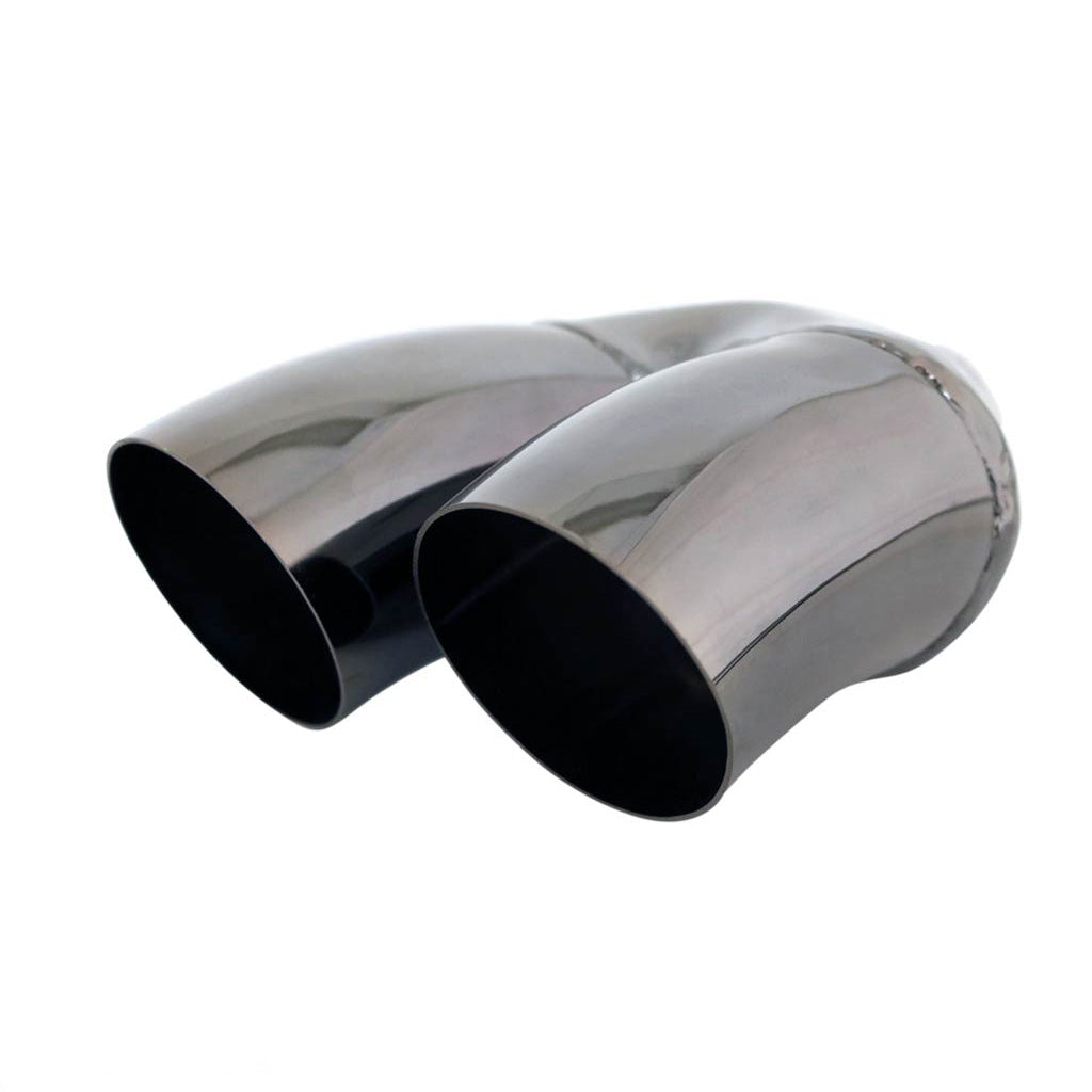 BLACK CHROME-DOUBLE DUMPER EXHAUST TIP RHS 2.5'' INLET