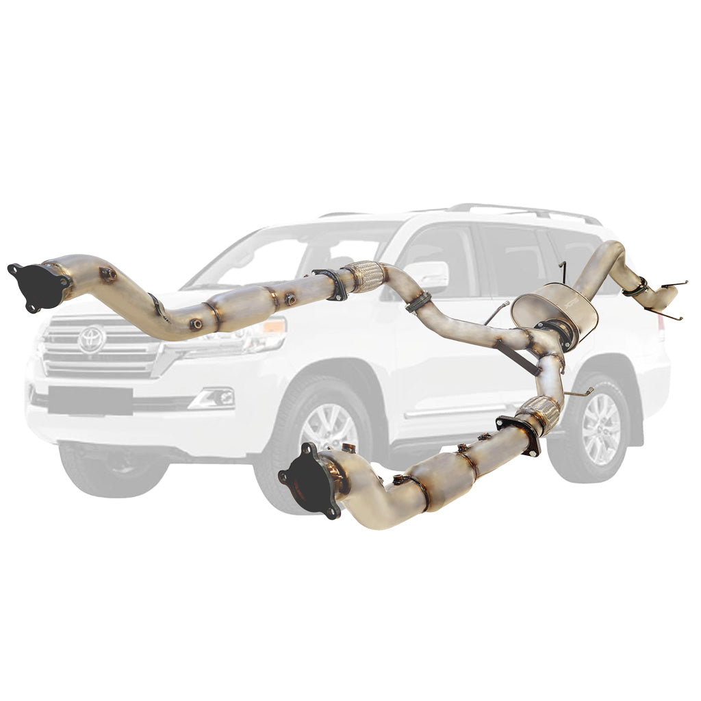 Toyota LandCruiser 200 Series 4.5L (2016-On) Twin 3" to Single 4" Stainless Steel Turbo Back DPF Delete Exhausts
